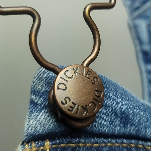 VINTAGE DICKIES Raw Edge Distressed Light-Wash Denim Overalls Sz XS - Picture 5 of 10